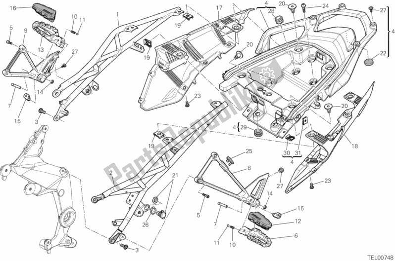 All parts for the Rear Frame Comp. Of the Ducati Multistrada 1200 ABS USA 2012
